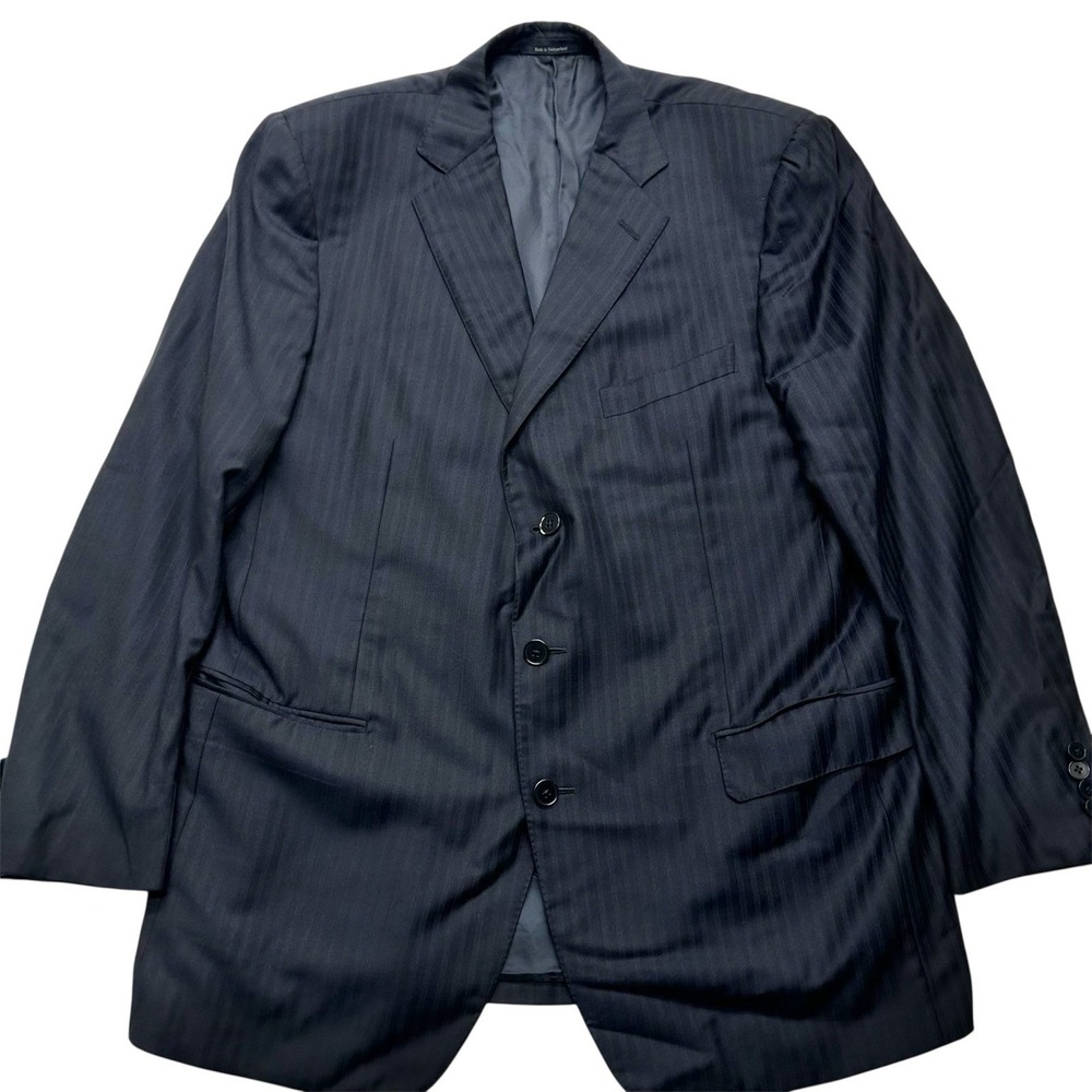 Ermenegildo Zegna‎ Sport Coat Navy Striped Trofeo Wool 3 Button Blazer 48R 58EU